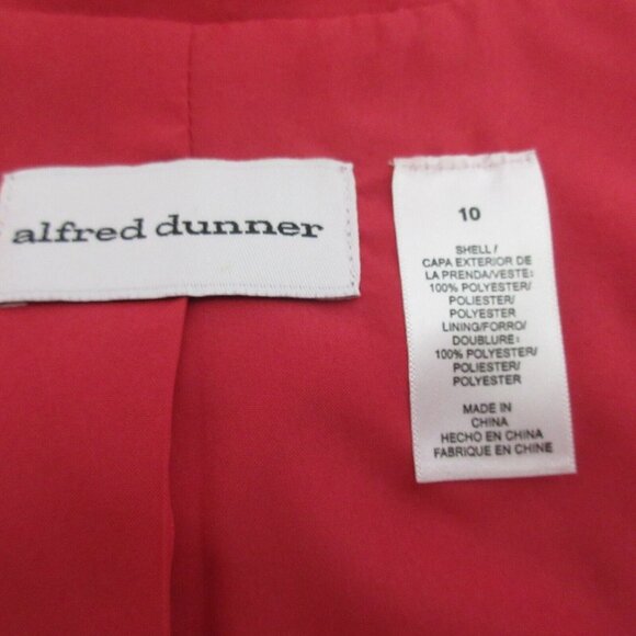 Alfred Dunner Jacket Sz 10 Open Front Embroidered Patchwork Red wBlack Stitching - Picture 3 of 6